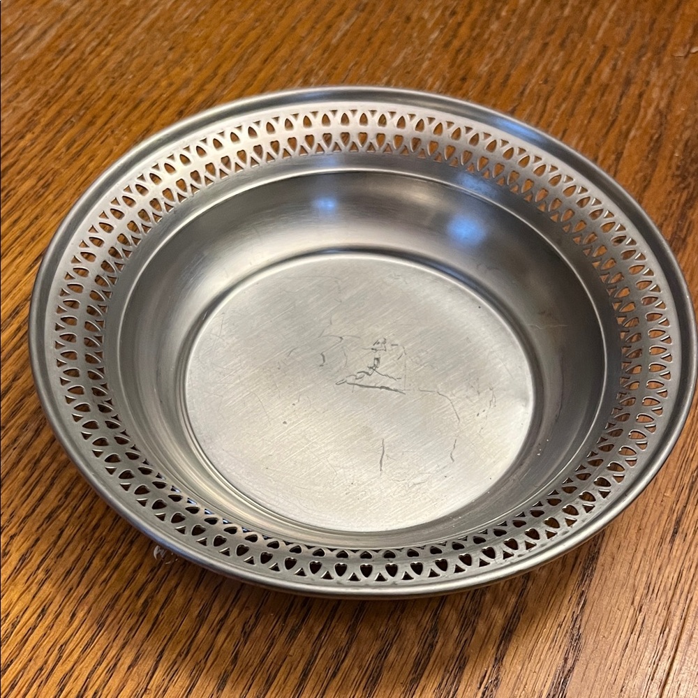 Vintage pewter candy dish